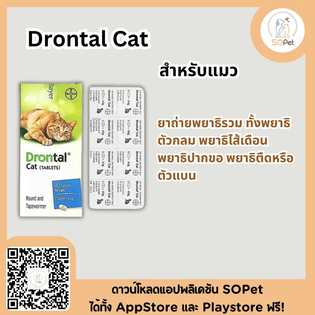 Drontal Cat ผลิตภัณฑ์ชนิดเม็ด ถ่ายพยาธิสำหรับแมว