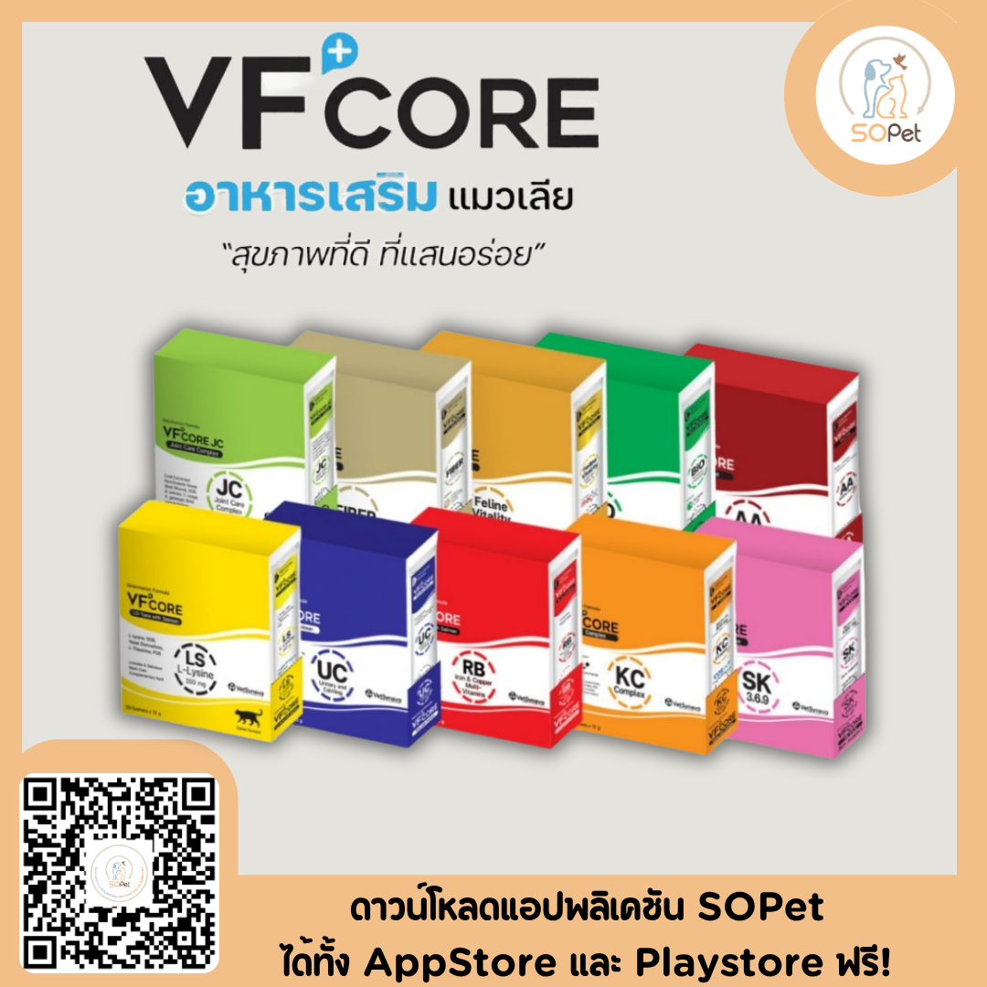 VFcore อาหารเสริมสำหรับแมว ขนมแมวเลีย ไลซีน, บำรุงเลือด, บำรุงข้อต่อ