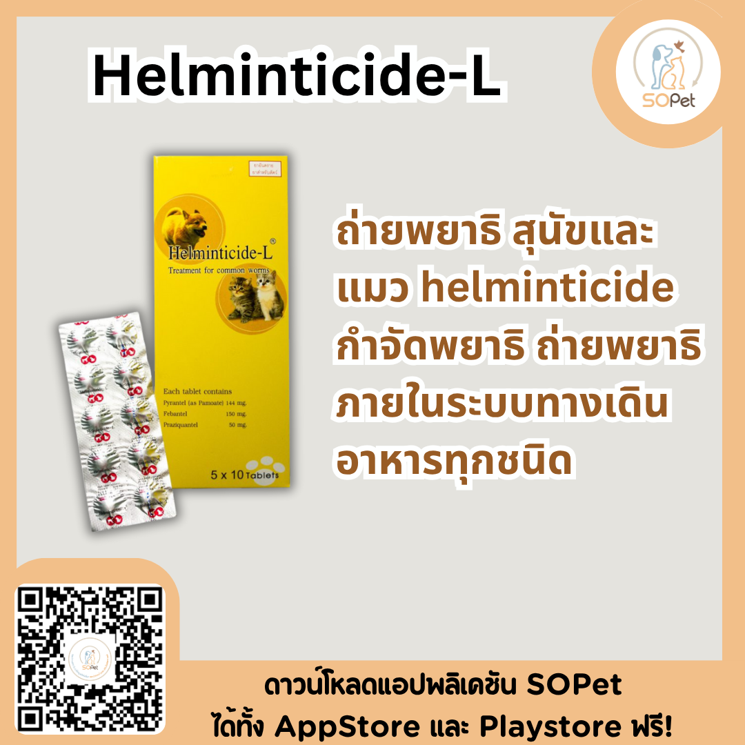 Helminticide-L ถ่ายพยาธิ สุนัขและ แมว helminticide ป้องกันพยาธิ ถ่ายพยาธิ ภายในระบบทางเดินอาหารทุกชนิด