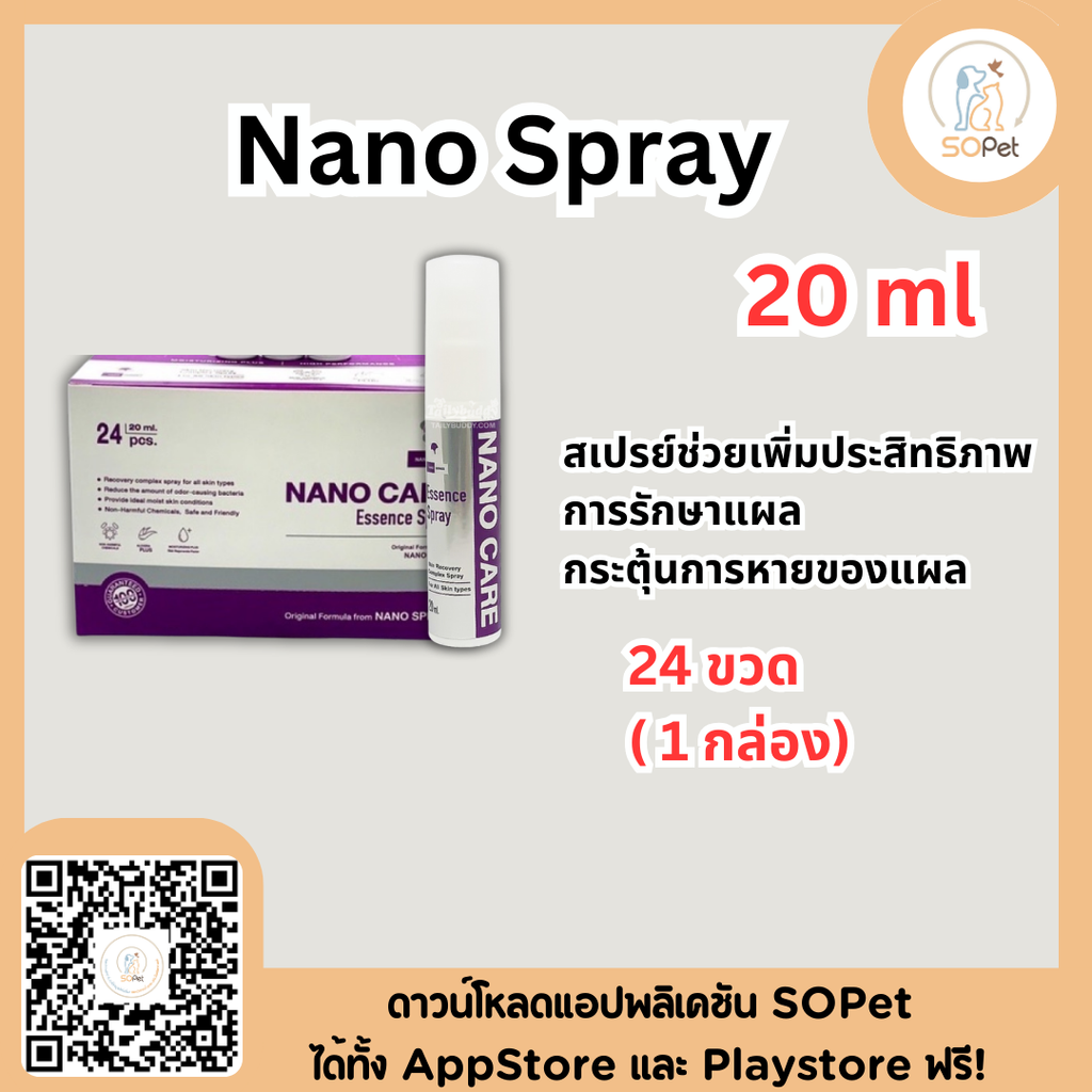 Nano Care Essence Spray สเปรย์ใส่แผล สัตว์เลี้ยง พ่นผิวหนังลดเชื้อแบคทีเรีย
