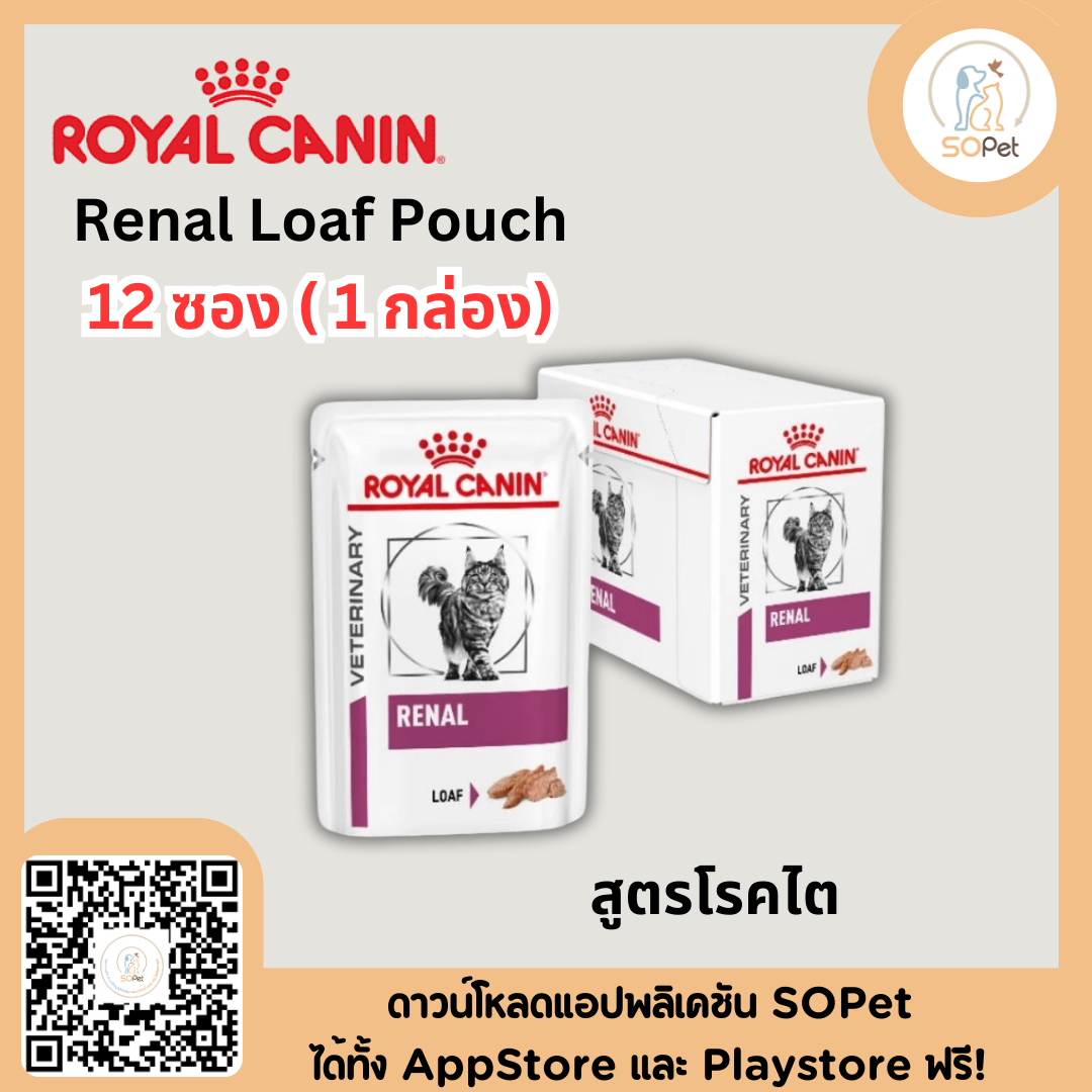 Royal Canin renal loaf pouch 85g x 12 ซอง อาหารสำหรับดูแลโรคไตแมวชนิดเปียก
