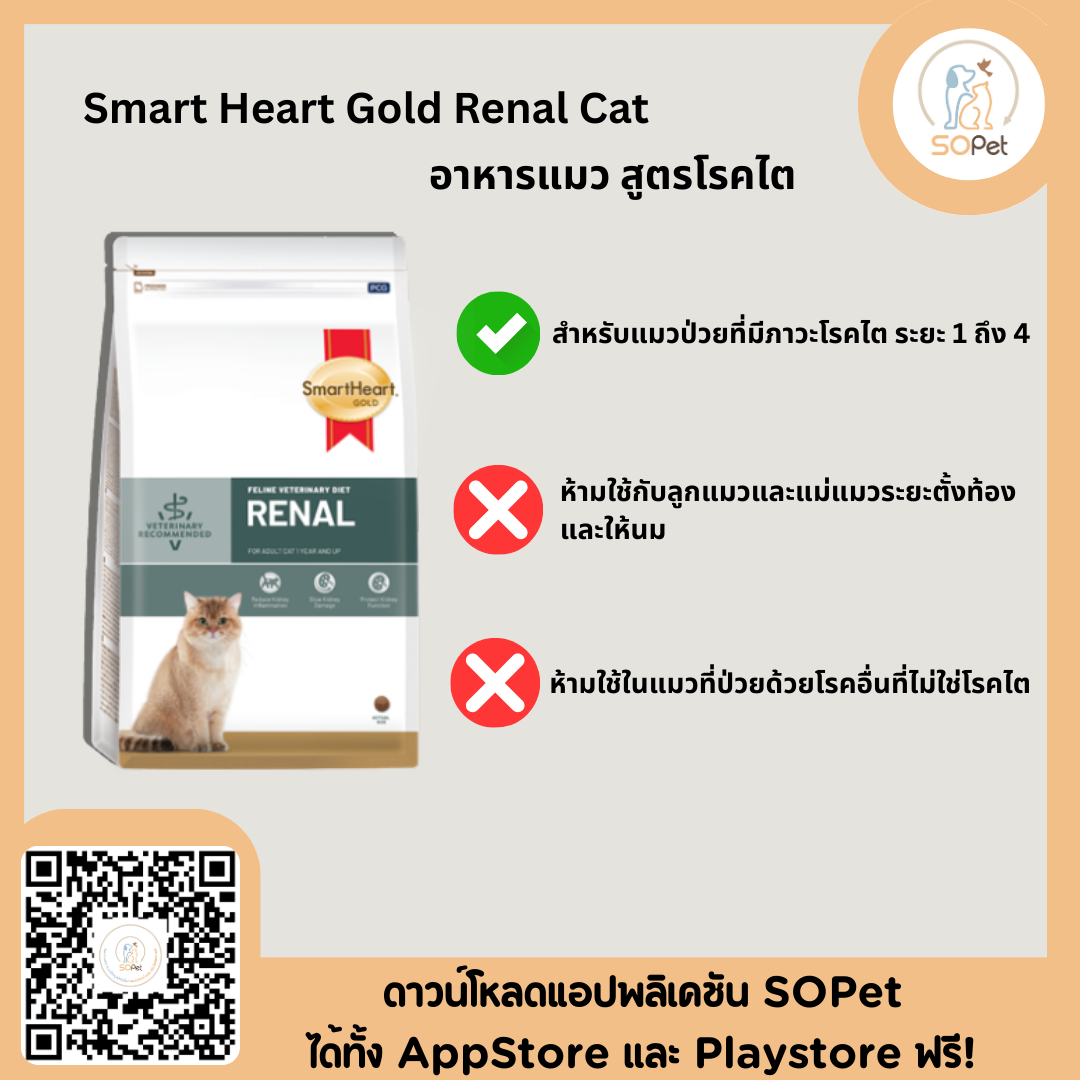 Smart Heart Gold renal cat อาหารแมวแบบแห้ง ป่วยโรคไต