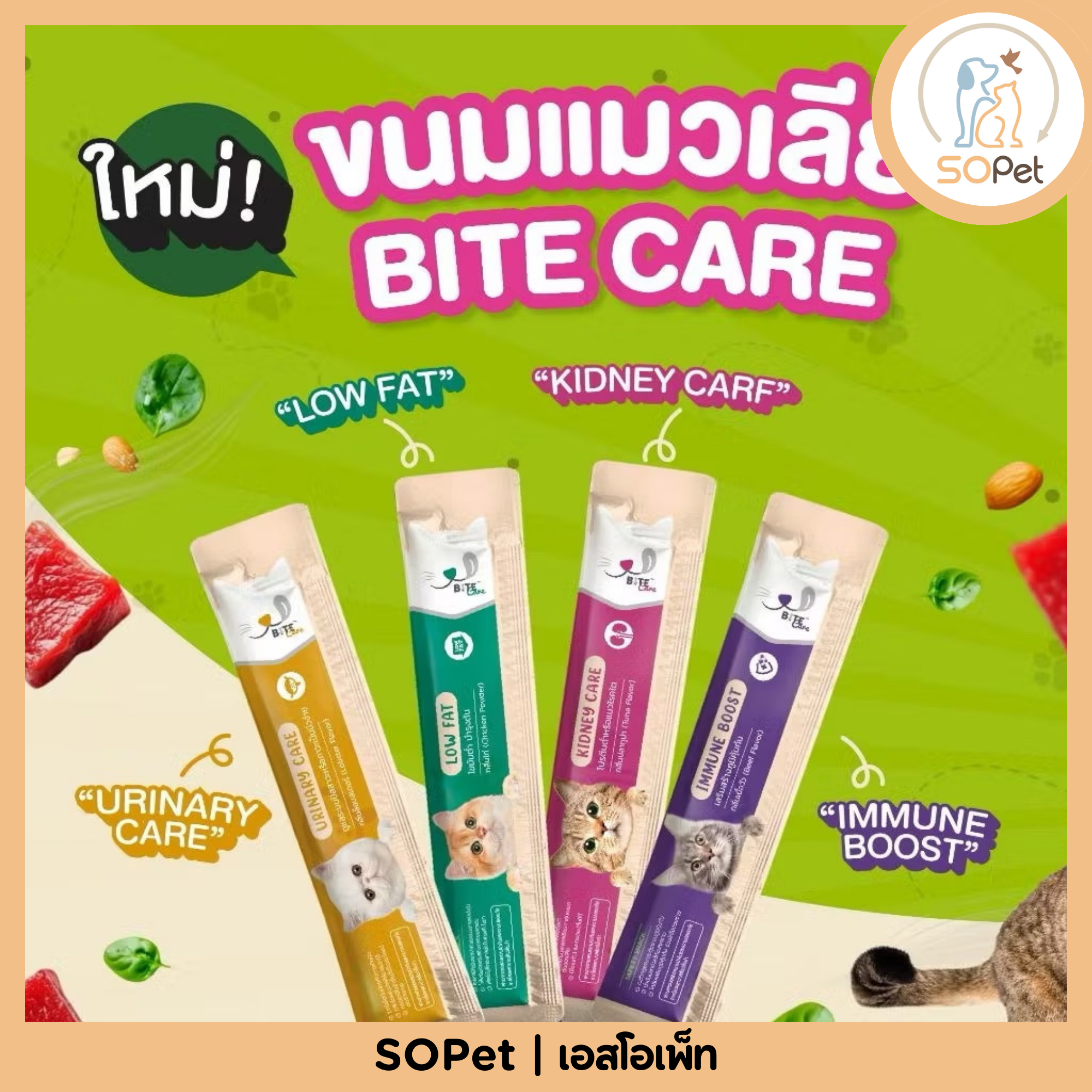 Bite Care Safety Snack (ไบท์ แคร์) ขนมแมวเลียเพื่อสุขภาพ ขนาด 12 g [แบ่งขาย]