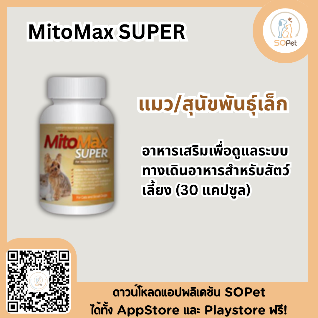 Mitomax อาหารเสริมเพื่อสุขภาพระบบทางเดินอาหารและภูมิคุ้มกันสำหรับสัตว์เลี้ยง