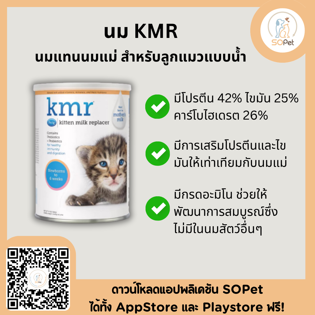 นม KMR แบบน้ำนมแทนนมแม่ สำหรับลูกแมวแบบน้ำ