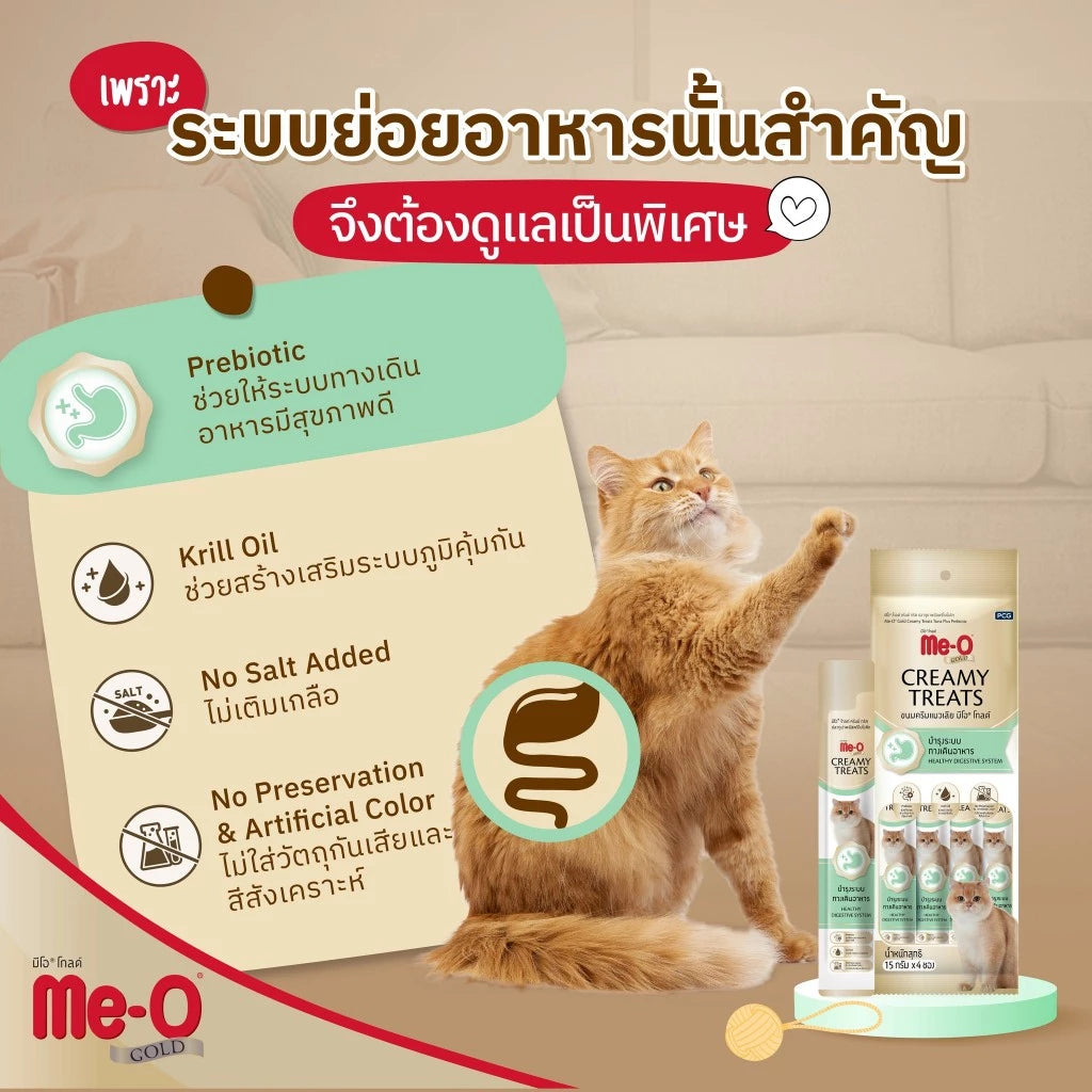 Me-o Gold ขนมแมวเลีย สูตรพิเศษ มีโอโกลด์ แบบกระปุก ขนาด 15gx36 ซอง